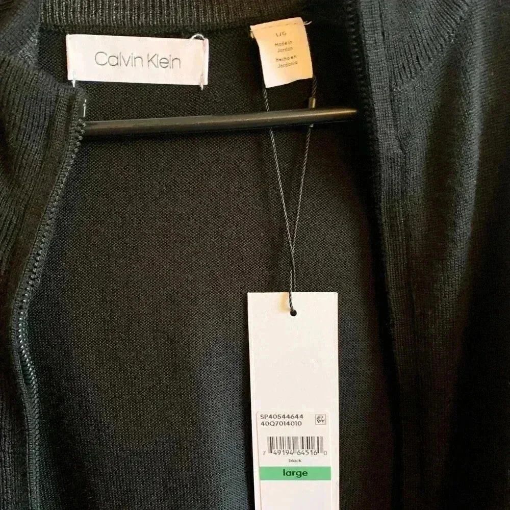NWT Calvin Klein Black Full Zip Sweater - Picture 3 of 5